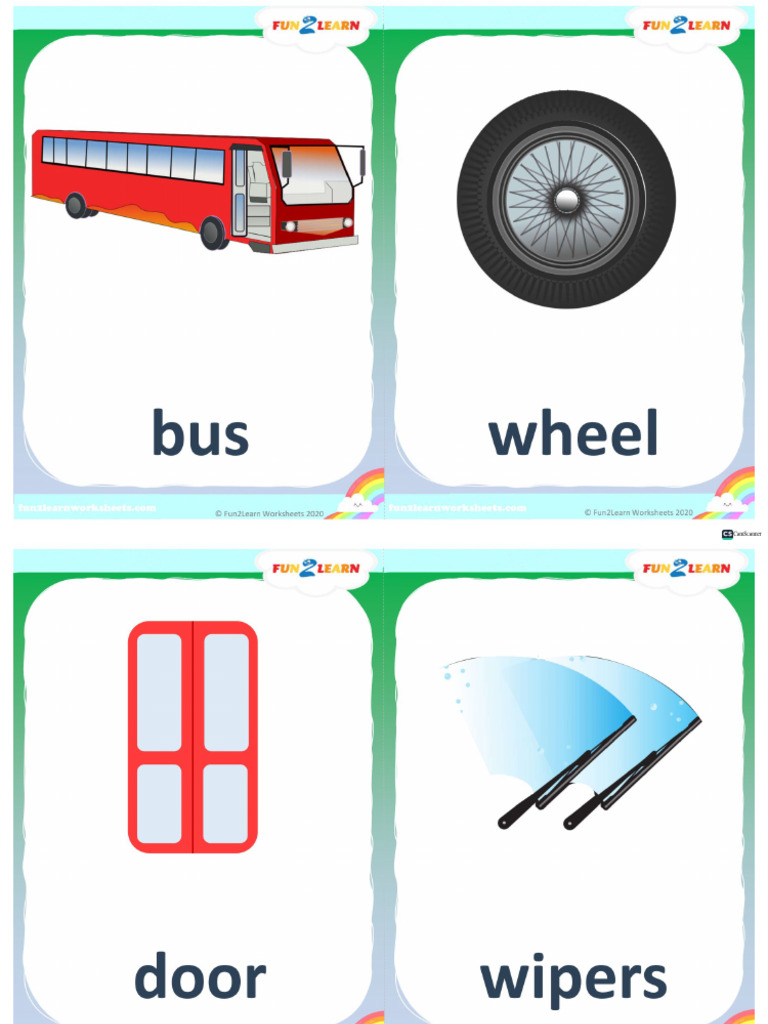 Wheels On The Bus Flashcards f2l PDF
