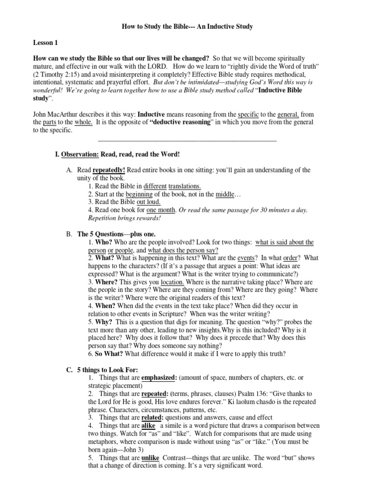 Basics of Inductive Bible Study | PDF | Bible | Koine Greek