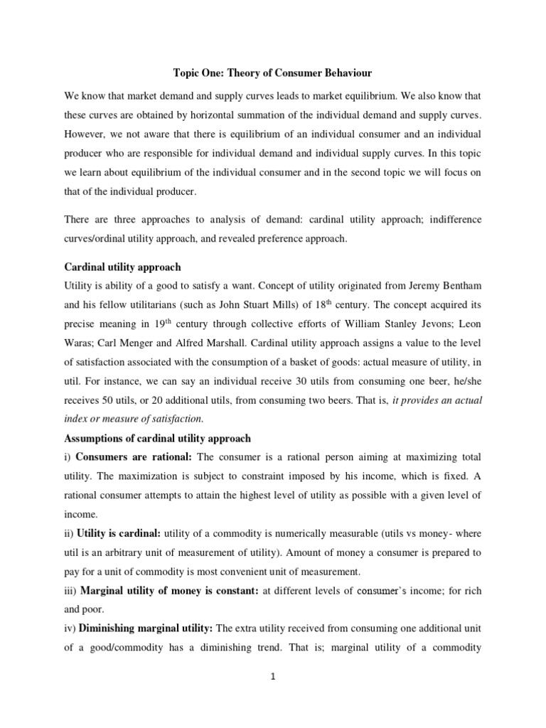 Consumer Behavior and Utility Theory | PDF | Utility | Economies