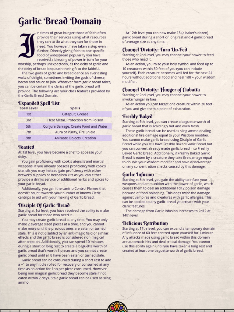 Garlic Bread Domain for Clerics | PDF | Cooking, Food & Wine