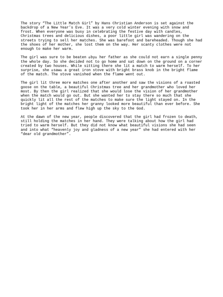 Little Match Girl Summary PDF