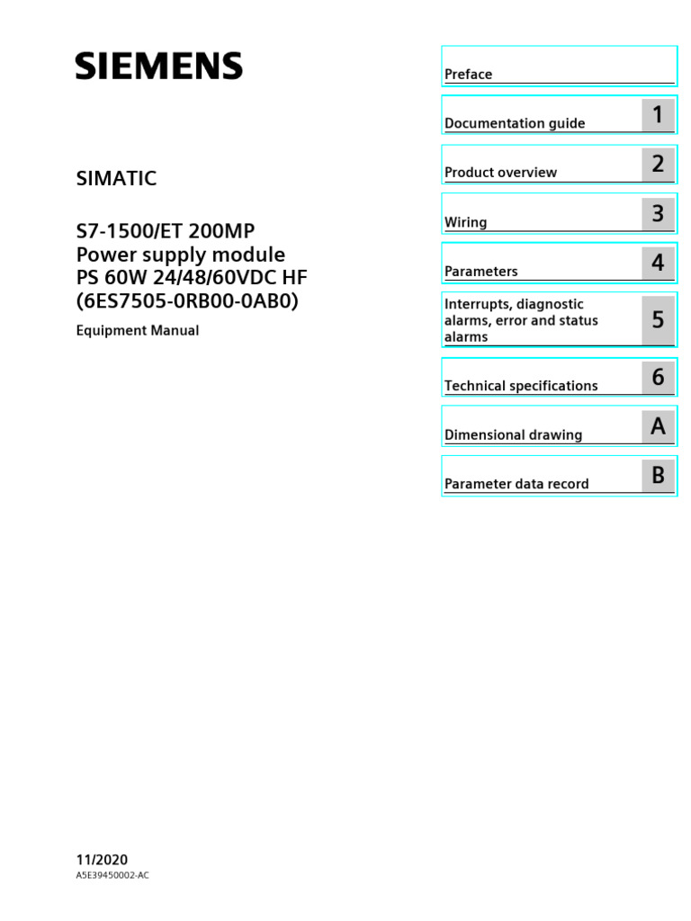 s71500 Power Module Ps 60w 24-48-60vdc HF Manual en-US en-US | PDF ...