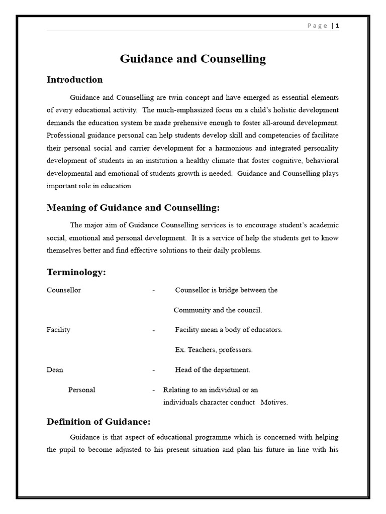 Guidance And Counselling Pdf Nursing Psychotherapy
