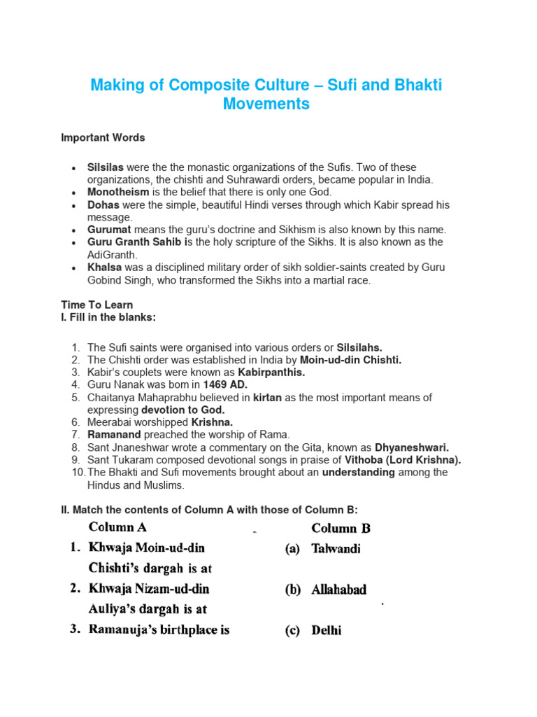 Sufi and Bhakti Movements Overview | PDF | Bhakti Movement | Bhakti