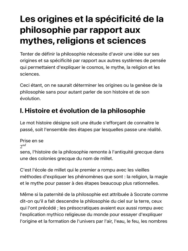 Origines et spécificités de la philosophie | PDF | Stoïcisme | Science