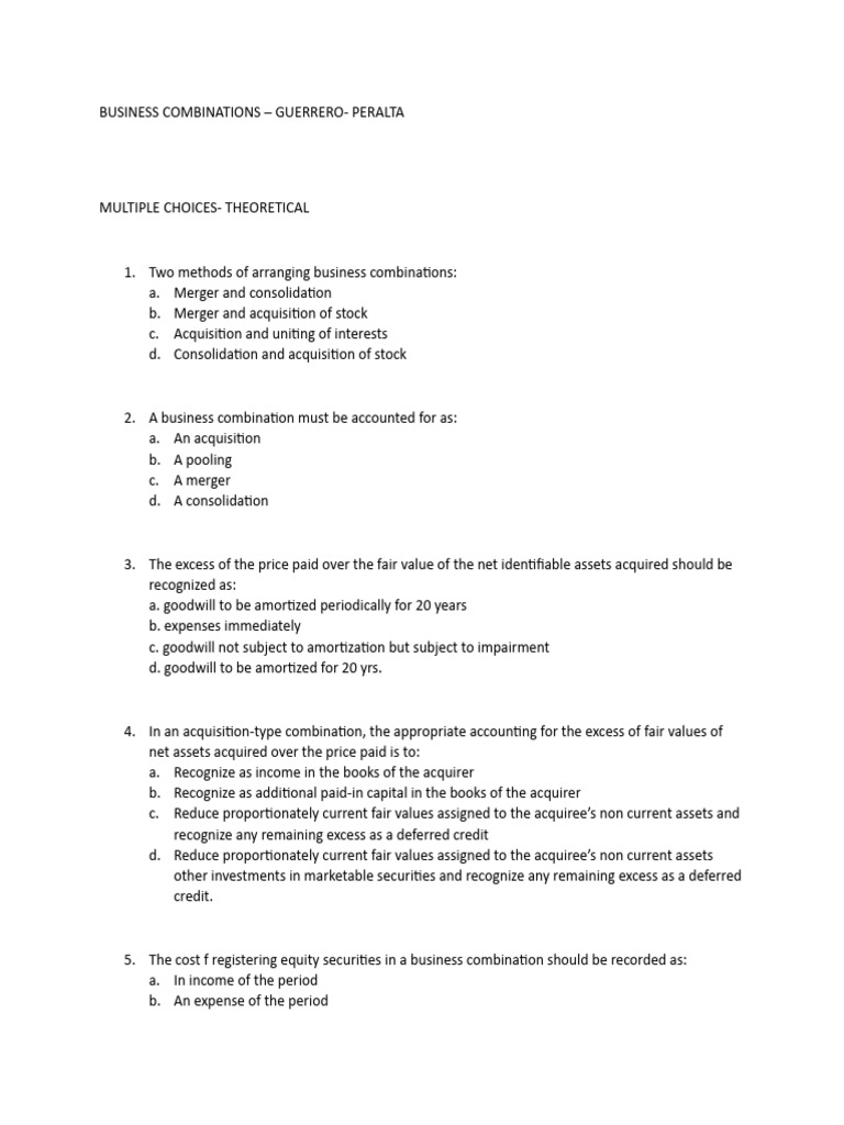 Buscom Theory 1 Stodu Pdf Goodwill Accounting Consolidation