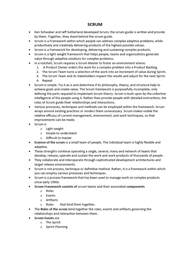 Understanding the Scrum Framework | PDF | Scrum (Software Development ...