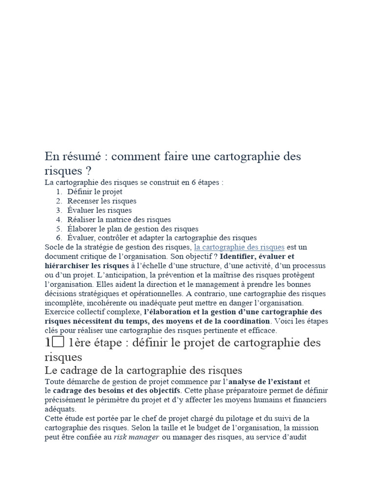 Cartographie des Risques : Guide Pratique | PDF | Risque | Gestion des ...