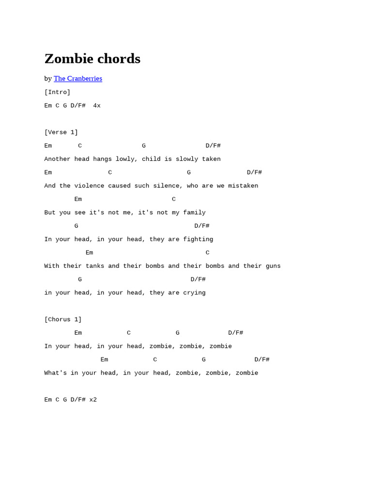 Zombie Text Und Akkorde PDF