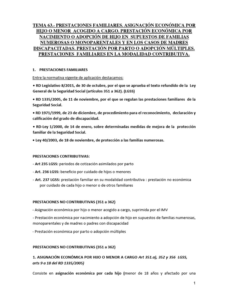 Prestaciones Familiares: Asignación por Hijo a Cargo | PDF | Adopción ...