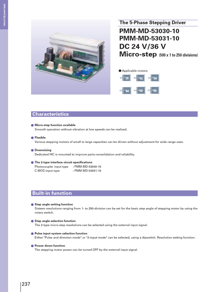 Stepping Motor Driver Specifications | PDF | Electric Motor ...