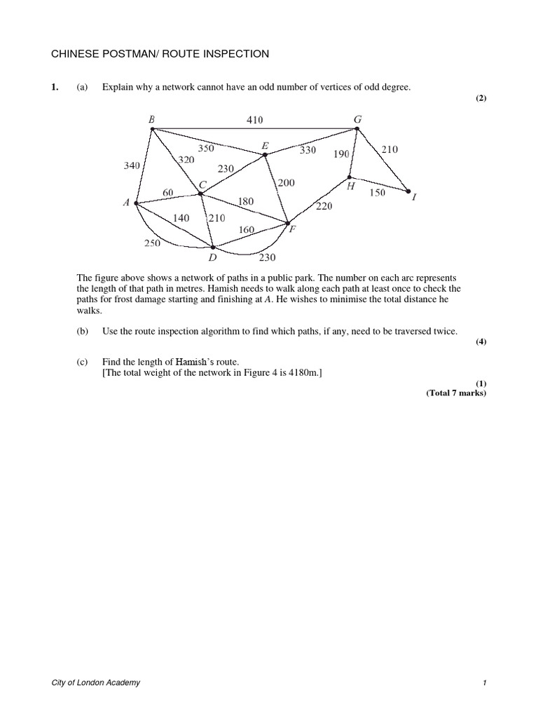 Chinese Postman Q | PDF | Length | Graph Theory
