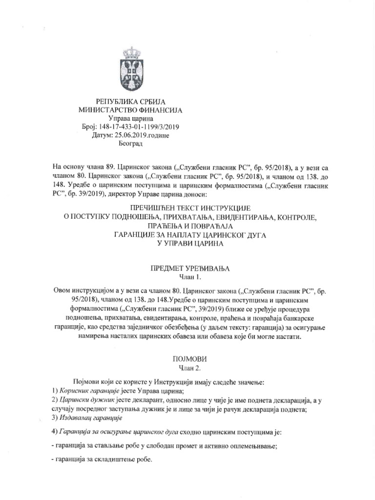 Instrukcija Bankarskih Garancija 2019 | PDF