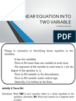 Linear Equation in Two Variable