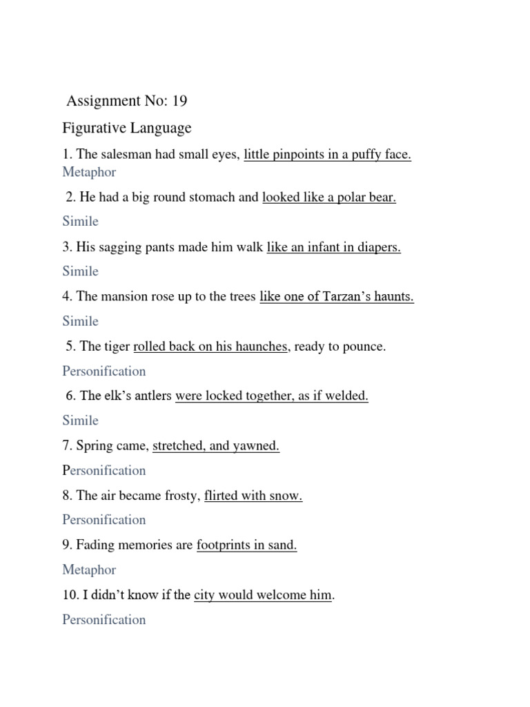 Figurative Language Examples and Types | PDF