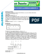 Formas para Dividir Algebraicamente II para Segundo de Secundaria