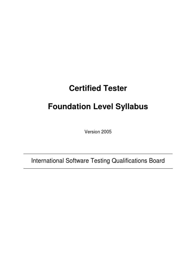 Syllabus Foundation Software Testing Software Engineering