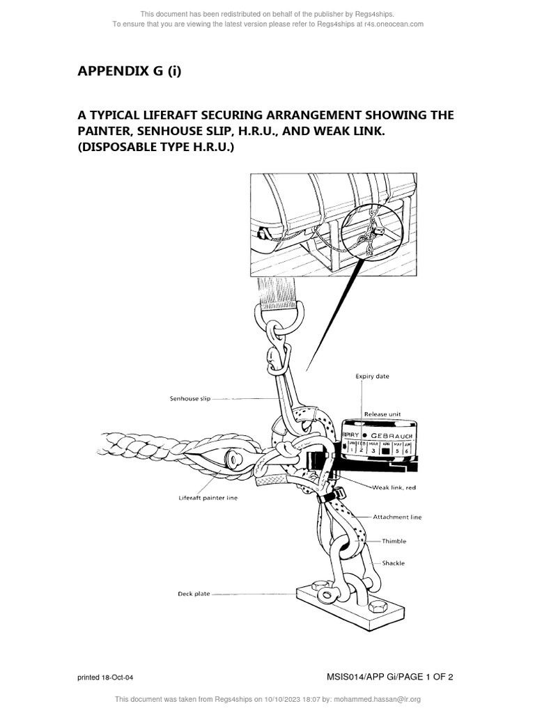 Liferaft Securing Arrangement Details | PDF
