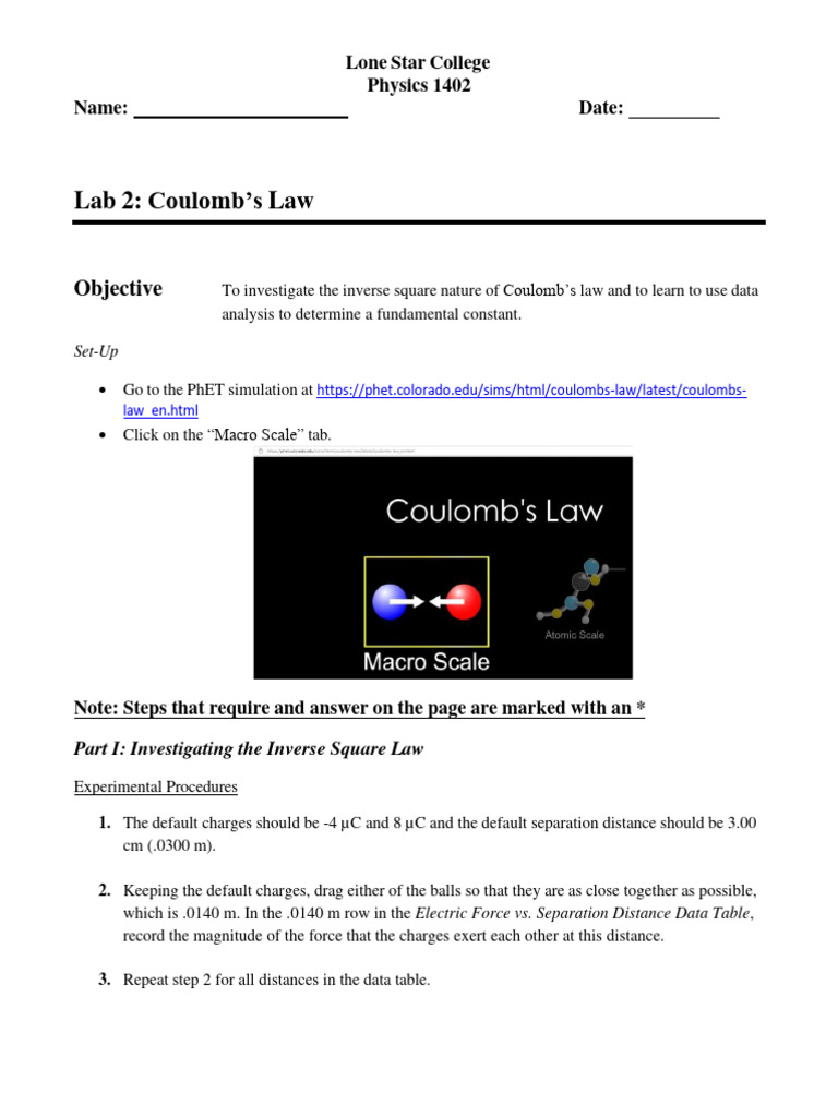 Lab 2 - Coulomb's Law | PDF