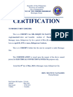 Certificate of Barangay Site