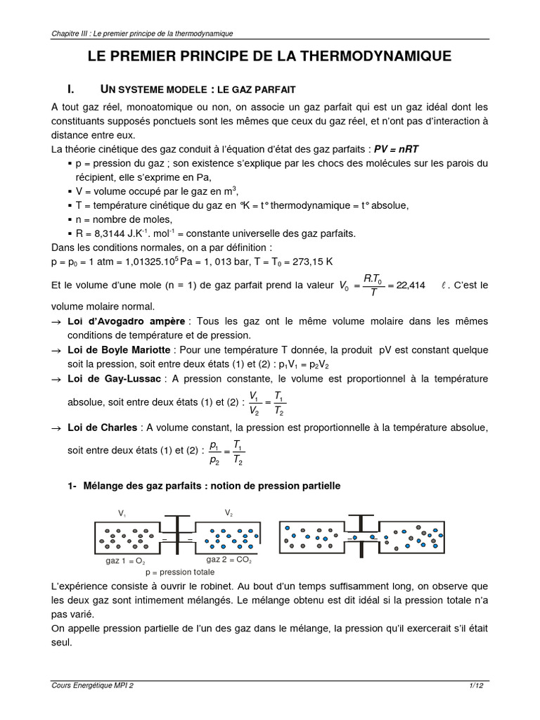 Thermodynamique : Gaz et Énergie | PDF | Thermodynamique | Capacité ...