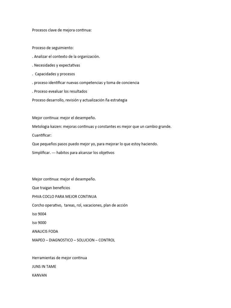 Proceso de Mejora Continua | PDF | Negocios