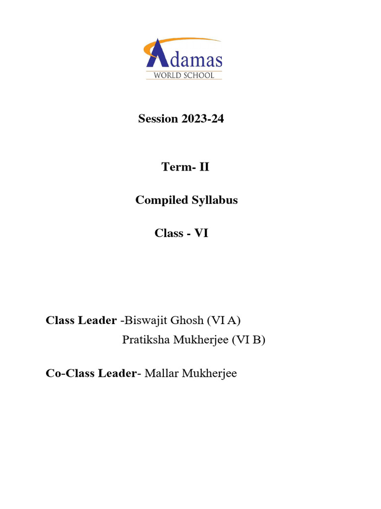 Class 6 Term II Syllabus 2023-24 | PDF | Verb | Adverb