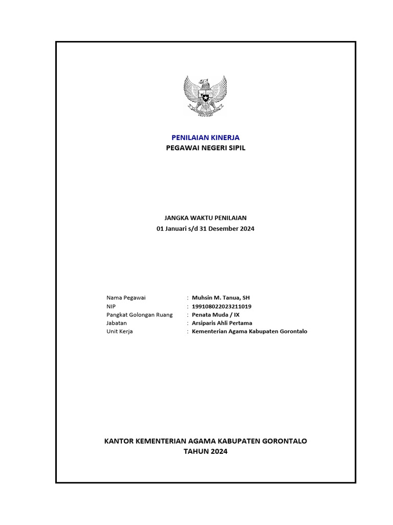 Rencana SKP 2024 Muhsin (Arsiparis Pertama) | PDF