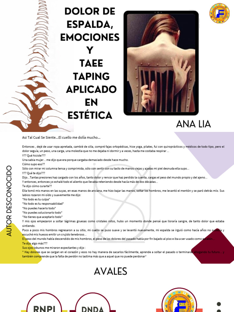 Dolor 2024 de Espalda, Emociones y Taee Taping Aplicado en Estética