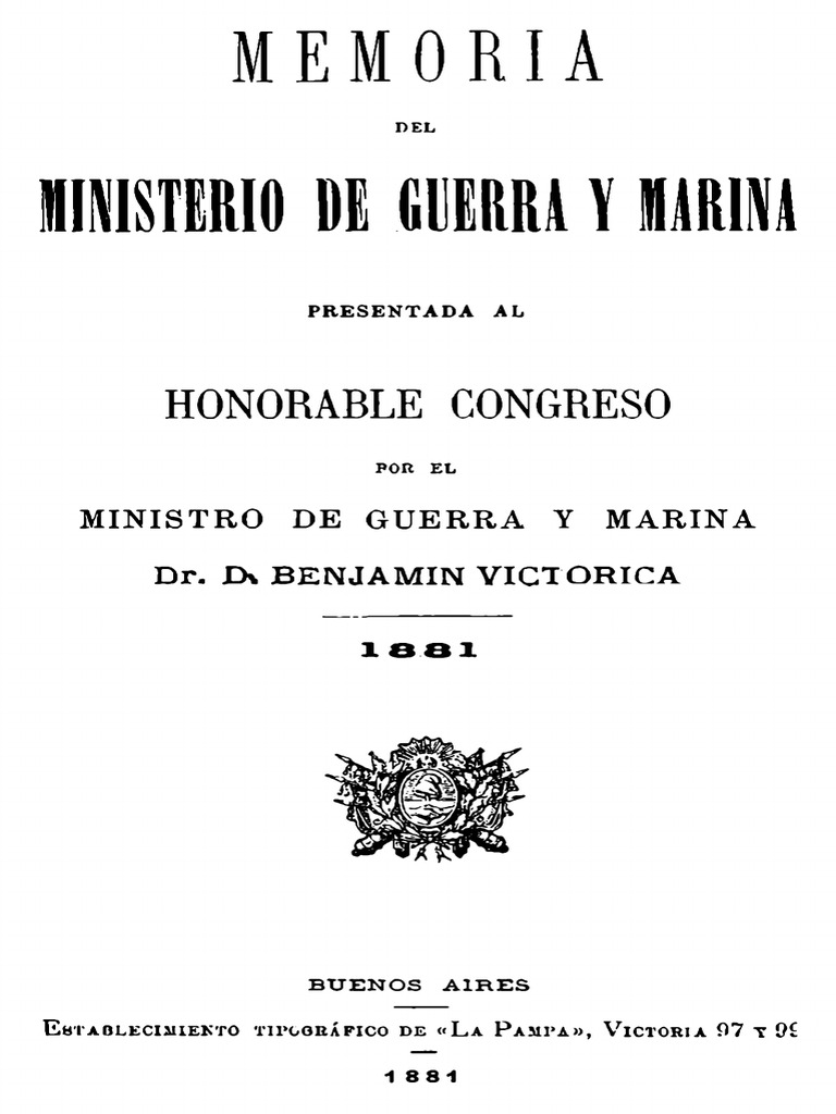 BaANH50716 Memoria Del Ministerio de Guerra y Marina Guerra (1881