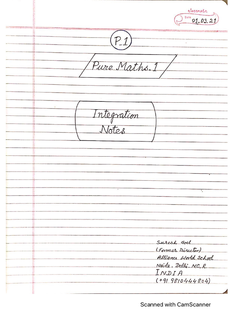p1 Integration Revised Notes | PDF