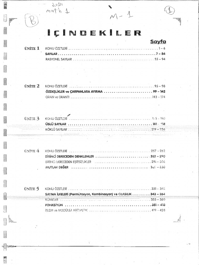 Math 1 Bolum 1 Soru Bankasi | PDF