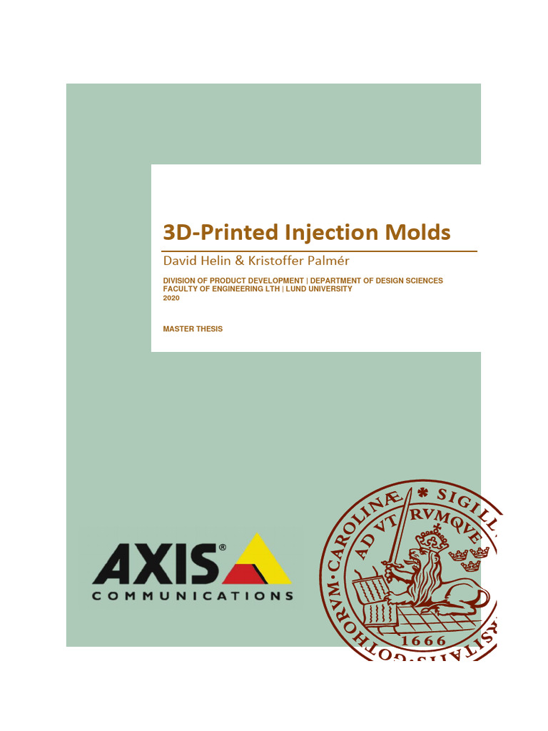 Master Thesis - 3D-Printed Injection Molds | PDF | 3 D Printing | Polymers