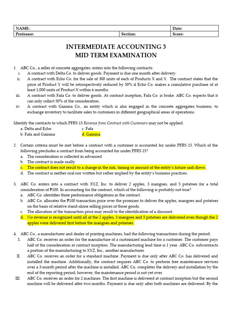 MIDTERM EXAM - With Answers | PDF