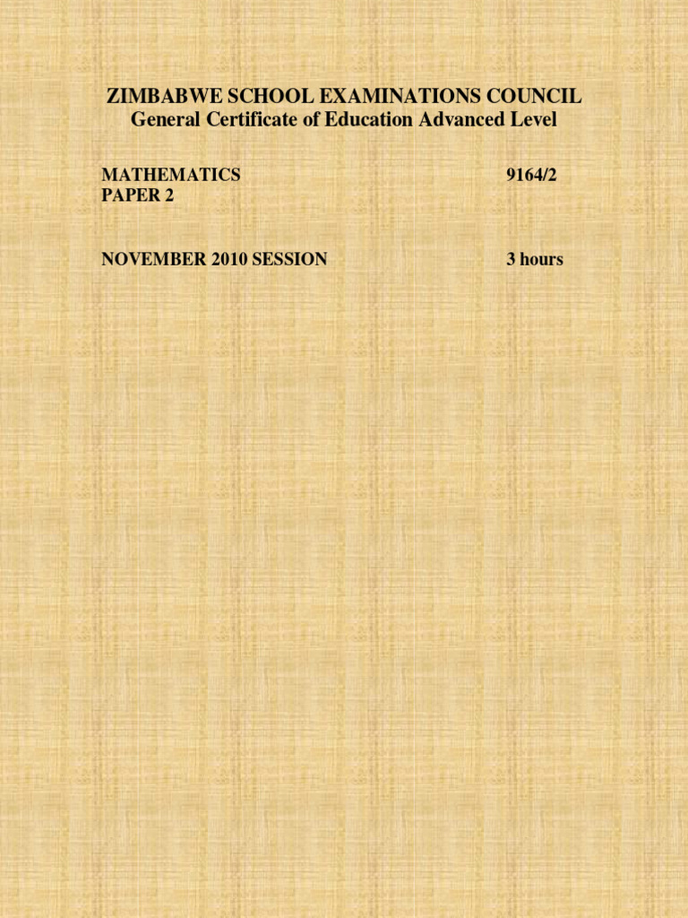 Maths November 2010 Paper 2 | PDF | Complex Number | Force
