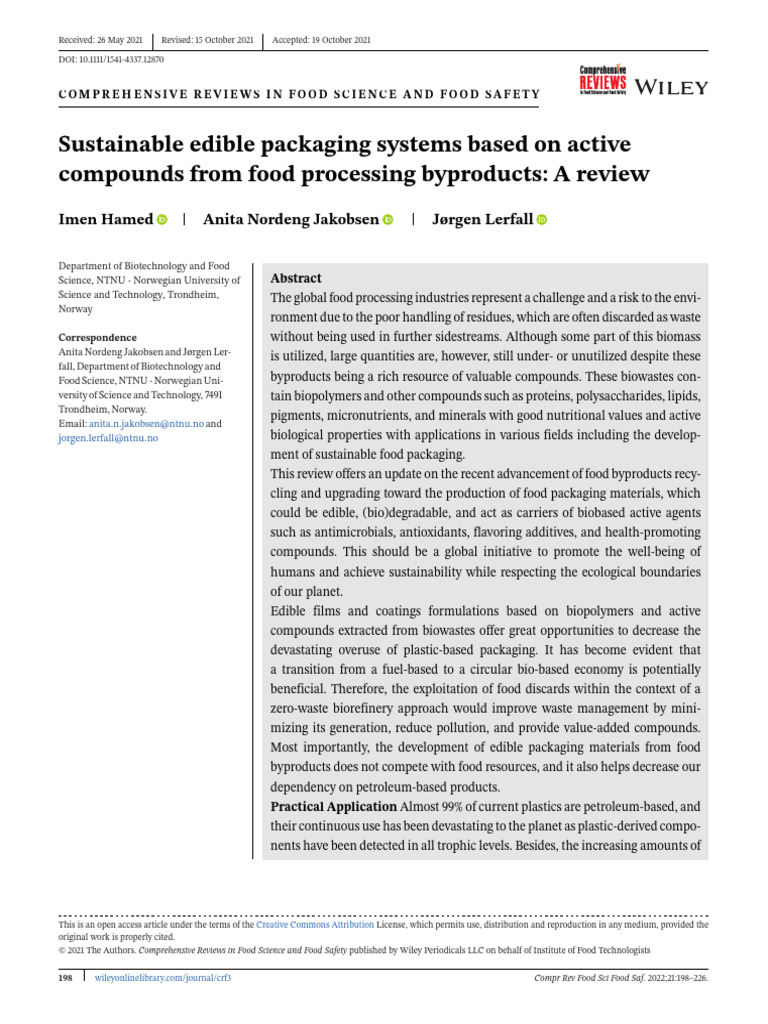 Sustainable Edible Packaging from Byproducts | PDF | Science & Mathematics