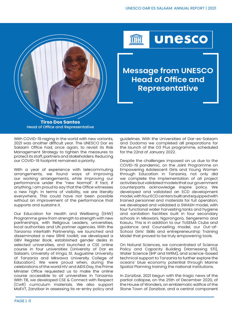 Unesco Annual Report 2021p4 | PDF | Tanzania