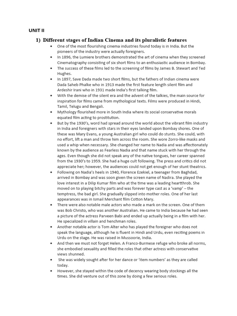 Unit Ii - Film Studies | PDF | Cinema Of India