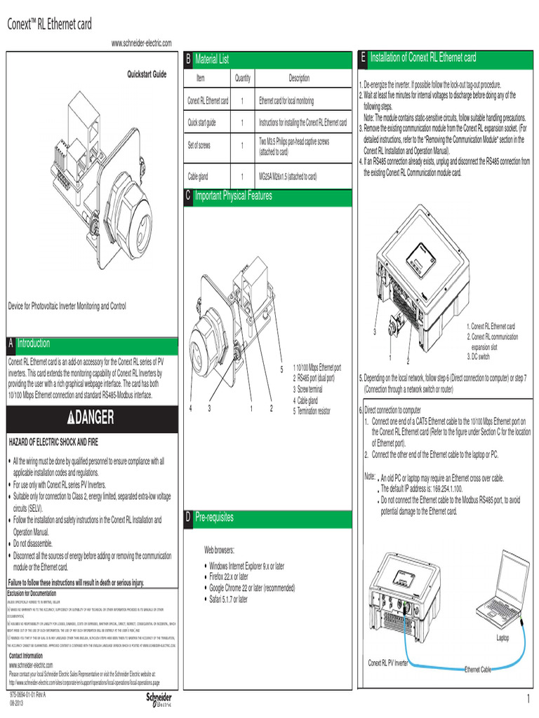 Conext RL - Ethernet Card - Quick Start Guide - 07aug - With Margins ...