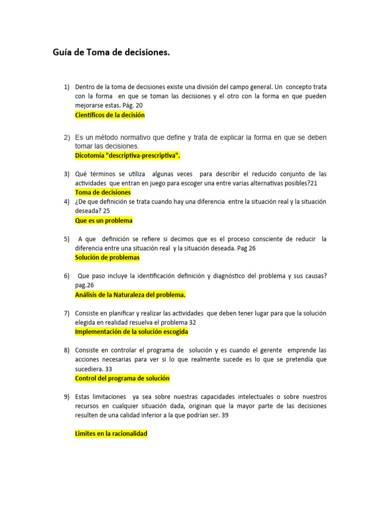 Guia Toma de Decisiones | PDF | Toma de decisiones