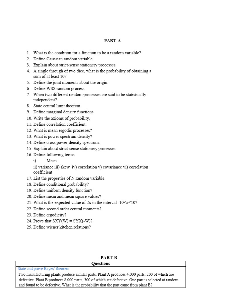 Ptsp Questions Pdf Probability Density Function Random Variable