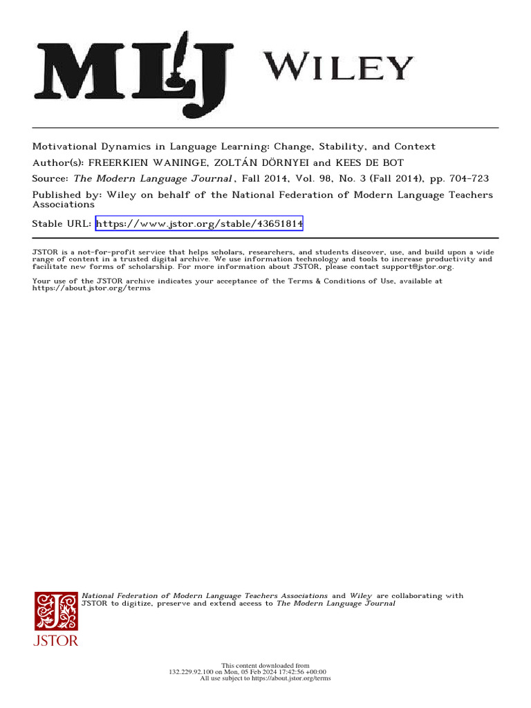 Waninge Et Al. (2014) | PDF | Learning | Motivation