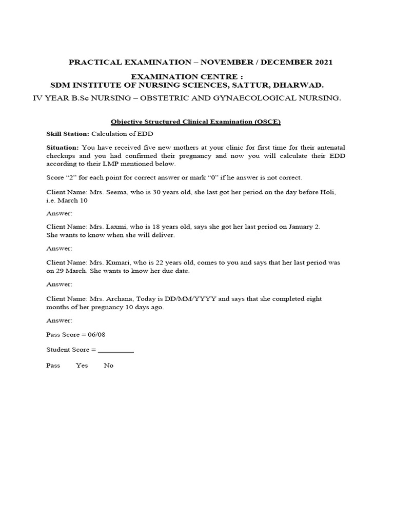 Checklist For PRACTICAL EXAMINATION | PDF