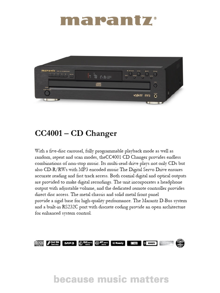 CC4001 - CD Changer | PDF | Compact Disc | Digital To Analog Converter