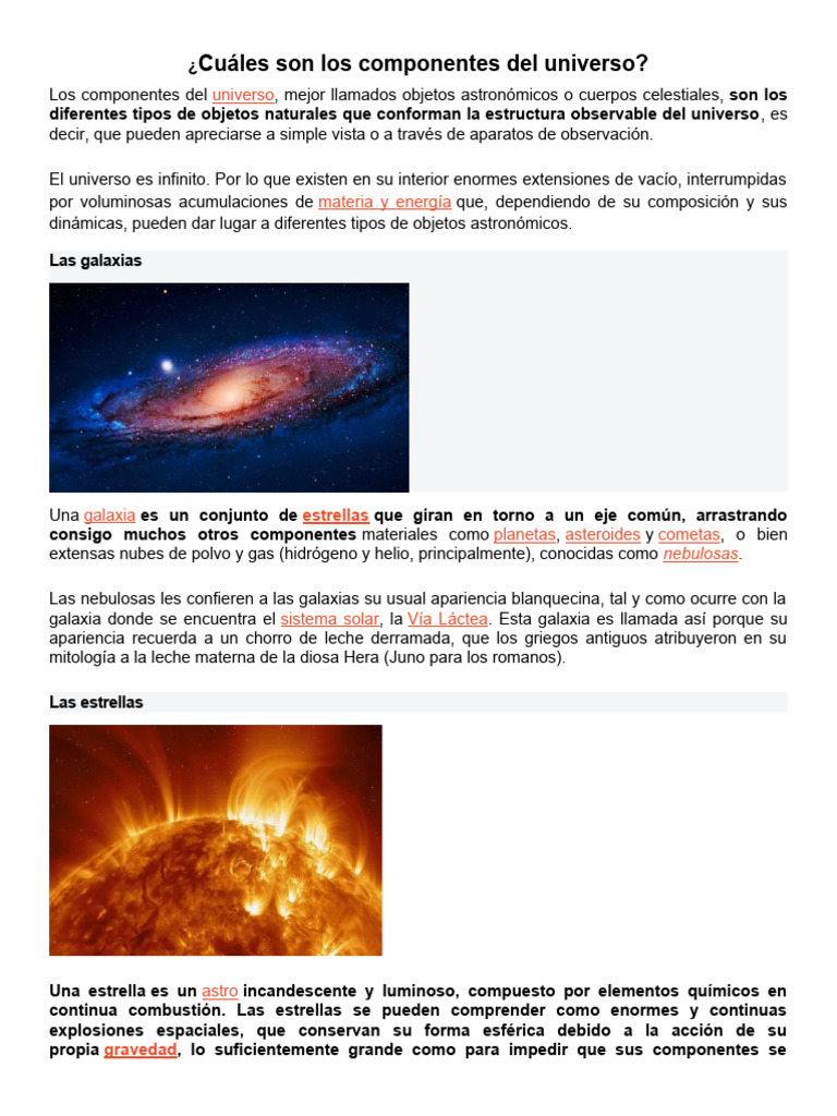 Cu les son los componentes del universo pdf planetas asteroide