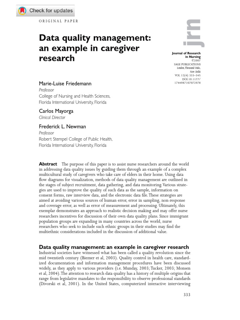 Data quality management an example research pdf caregiver