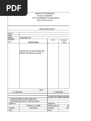 Obligation Receipt