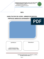 Pets Habilitación de Acero, Armado de Zapatas, Muros 2023