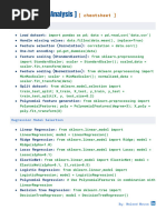 Regression Analysis - Cheatsheet