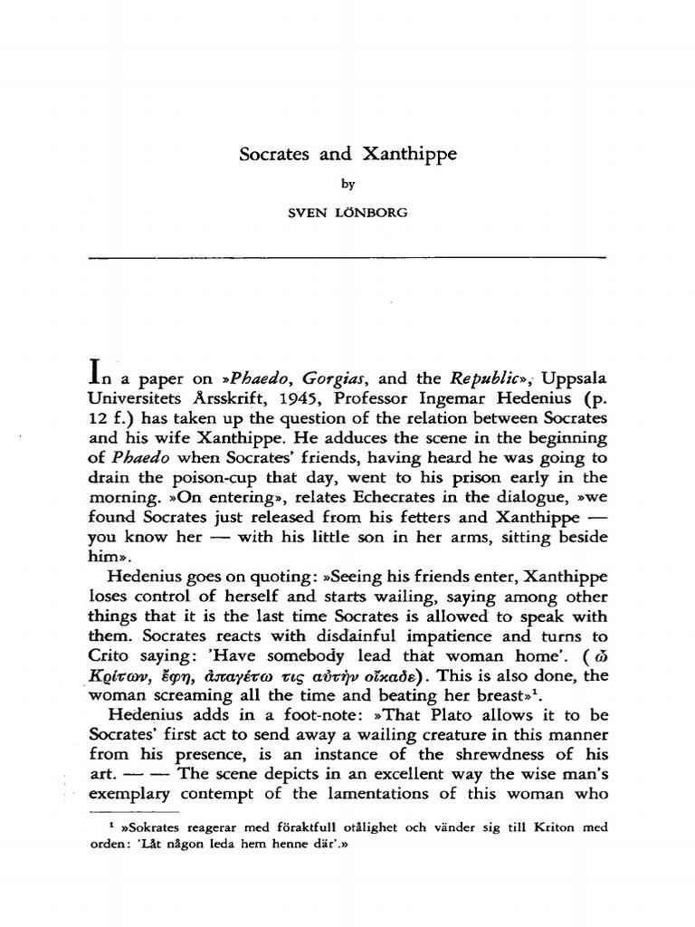 Socrates and Xanthippe (Theoria, vol. 15, issue 1-3) (1949) | PDF